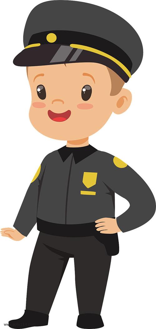 手绘卡通门卫警察插画素材